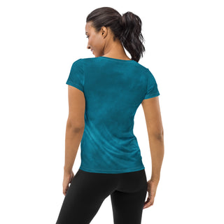 turquoise lagoon stretchy yoga tee - breathable activewear for running, training, or Pilates flow