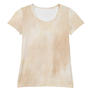 Stretchy athletic t-shirt with vanilla cream - breathable, fluid design made for movement and active flow
