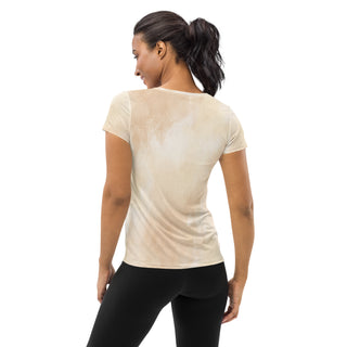 vanilla cream stretchy yoga tee - breathable activewear for running, training, or Pilates flow