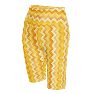 yellow zigzags yoga shorts - bold and stretchy, sculpted for vibrant flow, flexible movement, and performance