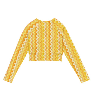 yellow zigzags long  yoga crop top - breathable fit for flow, flexibility, and powerful performance