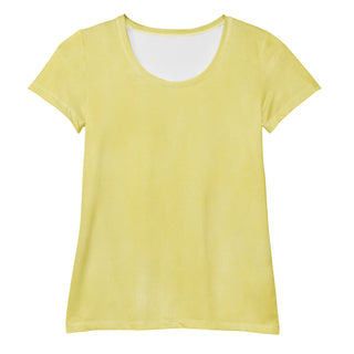 Stretchy athletic t-shirt with zesty yellow - breathable, fluid design made for movement and active flow